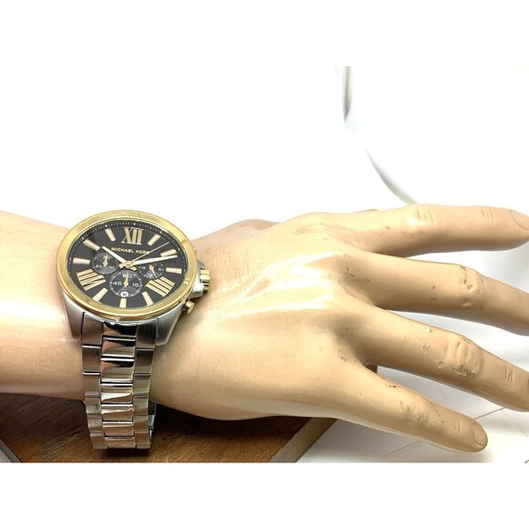 Michael Kors Men's Watch MK8880 Quartz Chronograph Black Dial Two Tone Steel - Picture 5 of 15